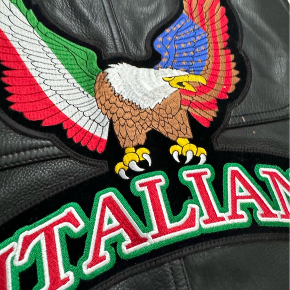 ITALIA LEATHER CUT Biker Jacket with patches (see description) - Picture 7 of 7